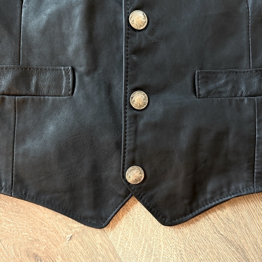 Vintage Art’s Riding Apparel Black Leather Vest for Men - Picture 3 of 9